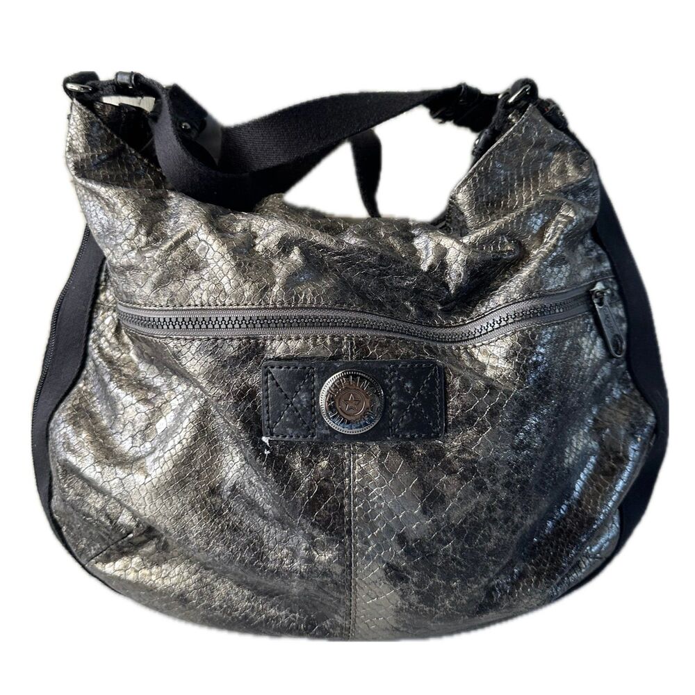 Kipling Women's Carley Expandable Metallic Snakeskin Hobo Handbag Shoulder Bag